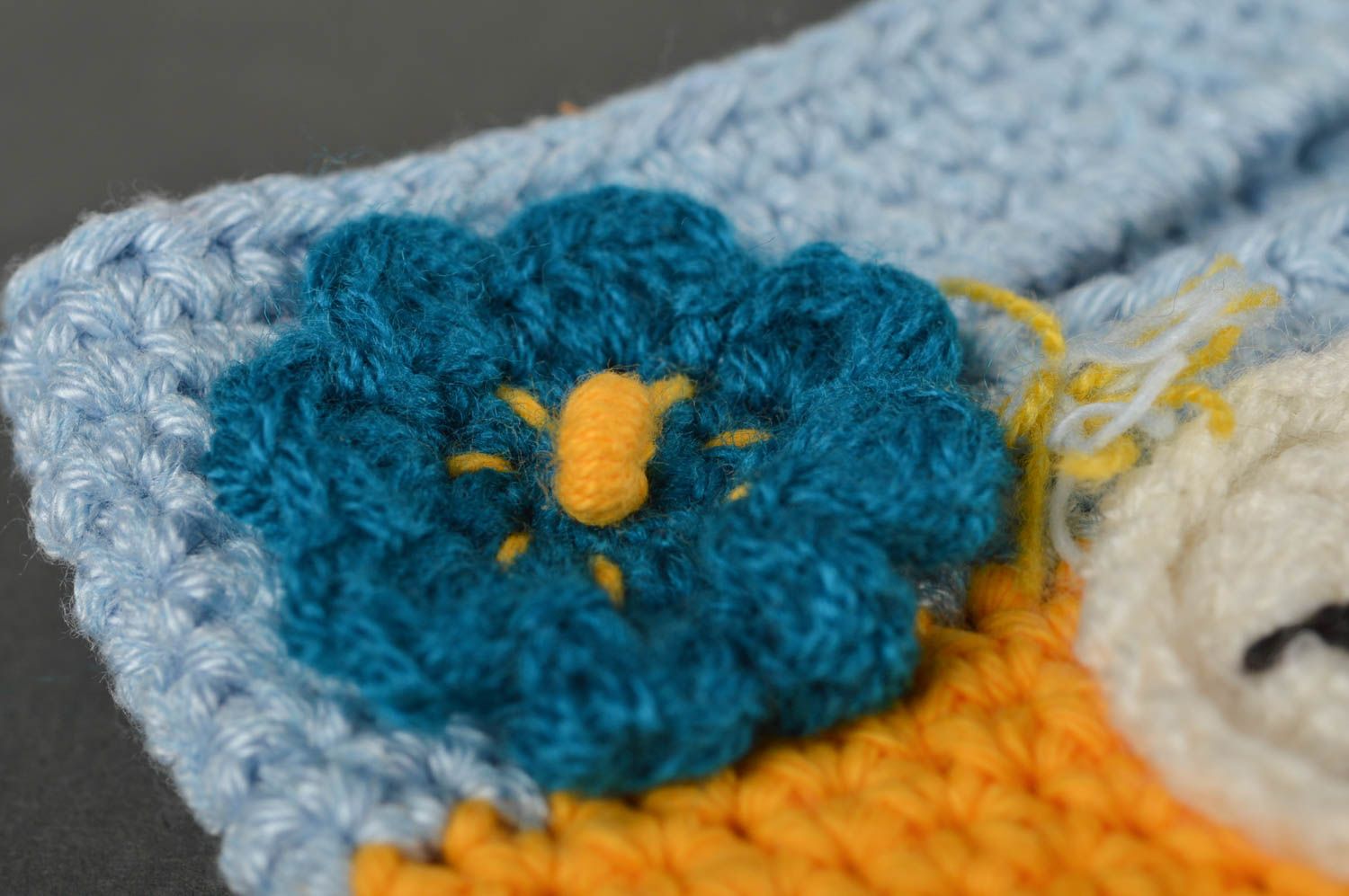 Sac à main fait main Sac fille tricot au crochet jaune bleu ciel Cadeau original photo 2