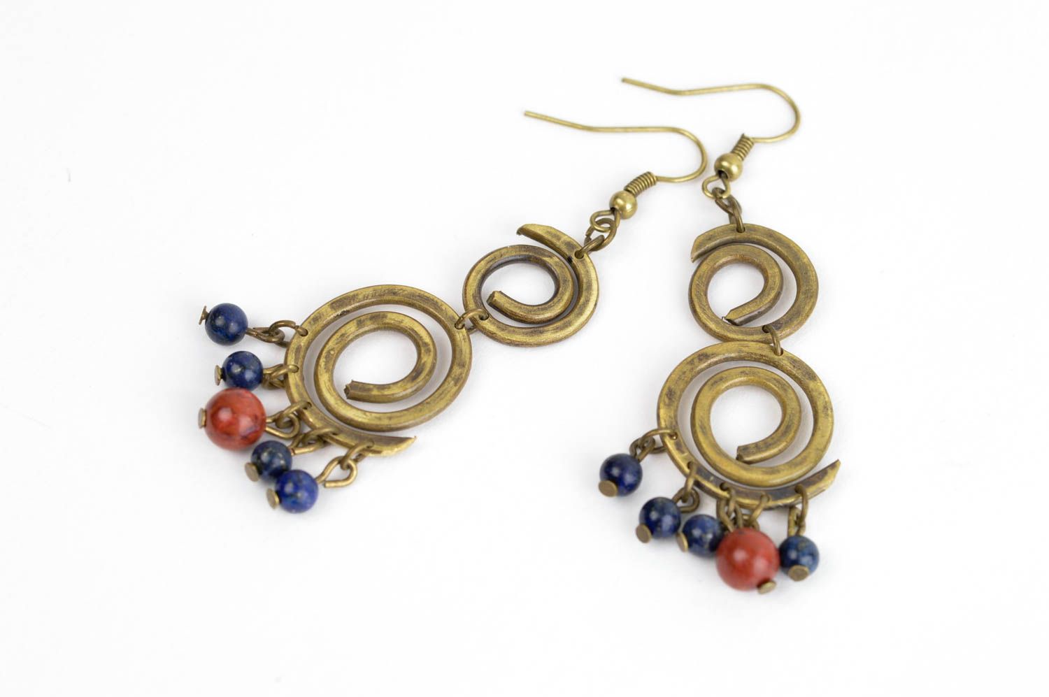 Beautiful handmade metal earrings cool earrings with beads fashion trends photo 3