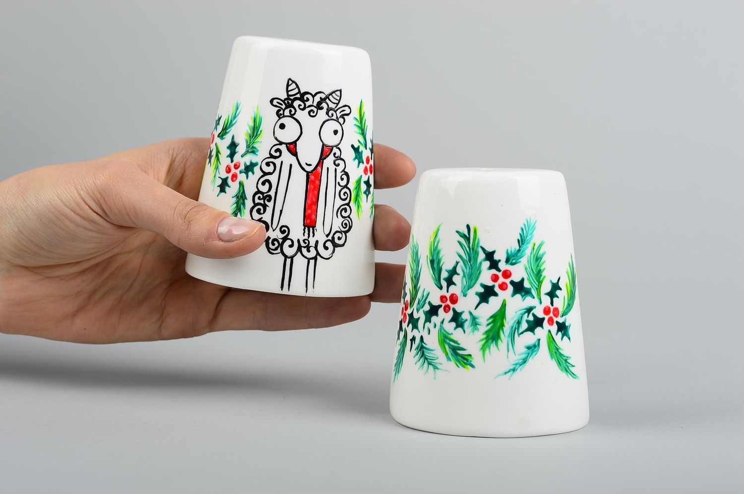 Salière Poivrière fait main Vaisselle originale céramique avec design drôle photo 2