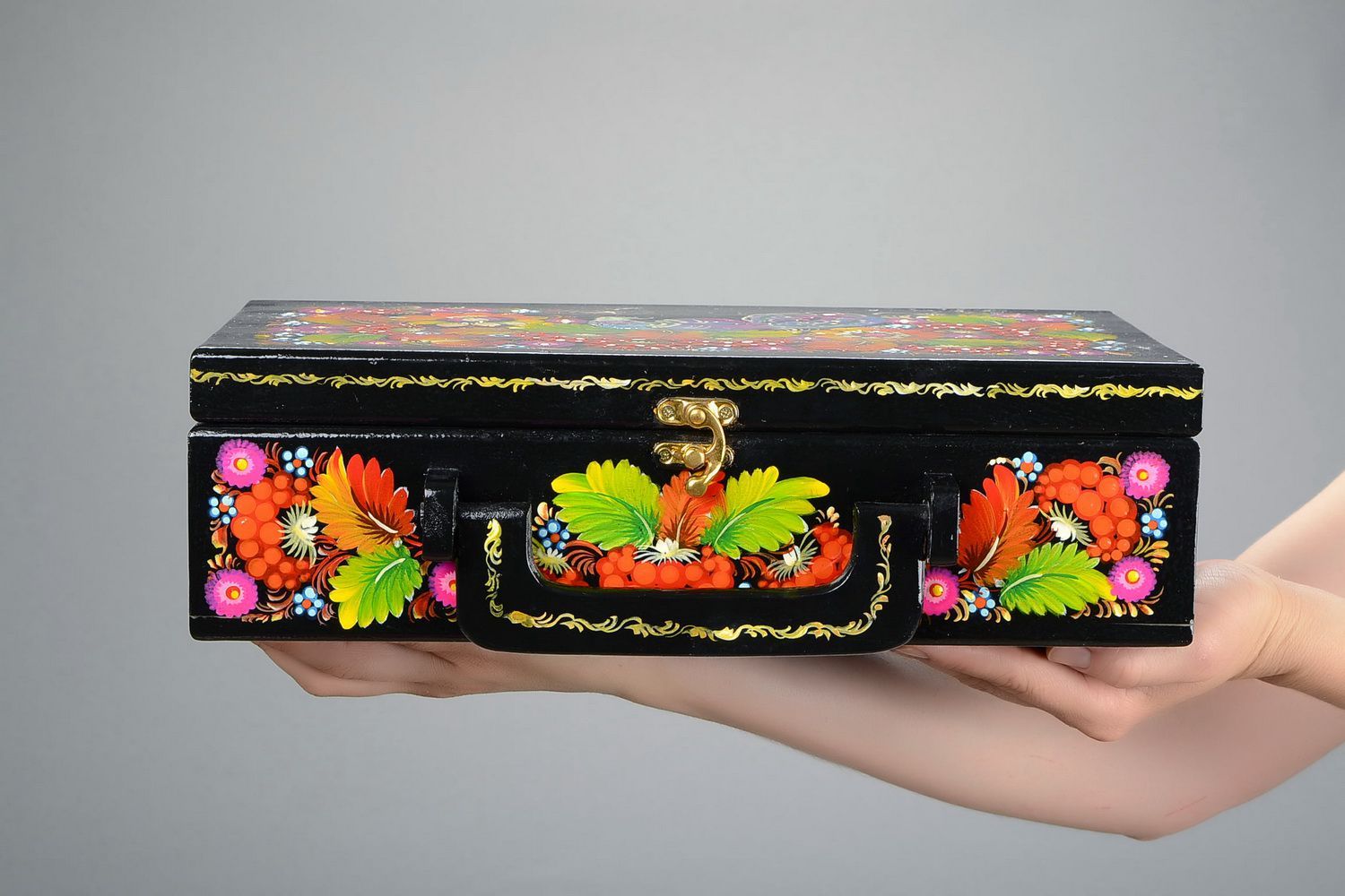 Painted box-case with two compartments  photo 5