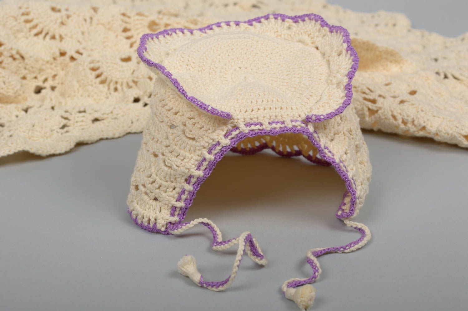 Couverture bébé Bonnet Chaussons bébé faits main au crochet Cadeau pour enfant photo 3