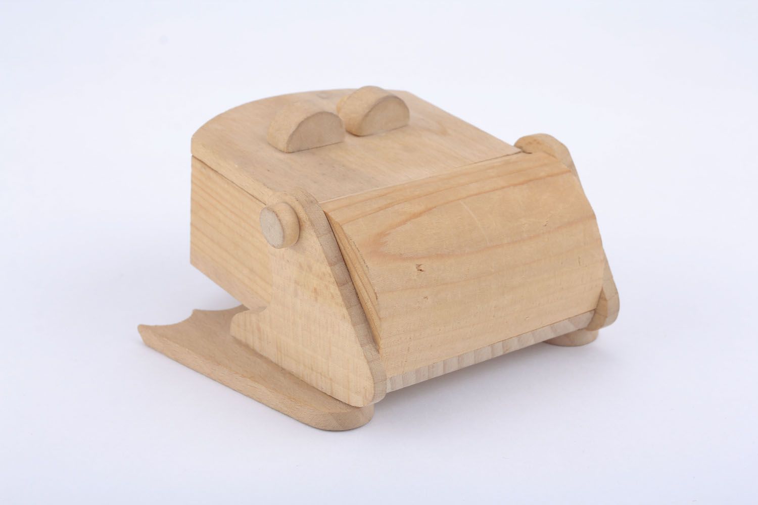 Brinquedo-caixinha de madeira feito à mão Sapo  foto 3