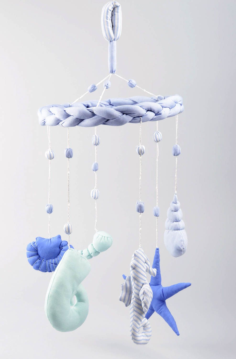 Мобиль на кроватку хэндмэйд игрушка для новорожденного детский мобиль Море фото 4