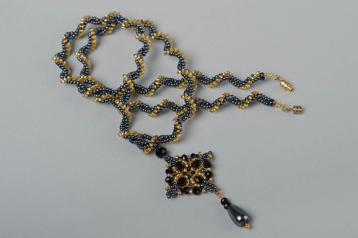 Handcraft necklace seed beads necklace designer accessories elegant bijouterie photo 3