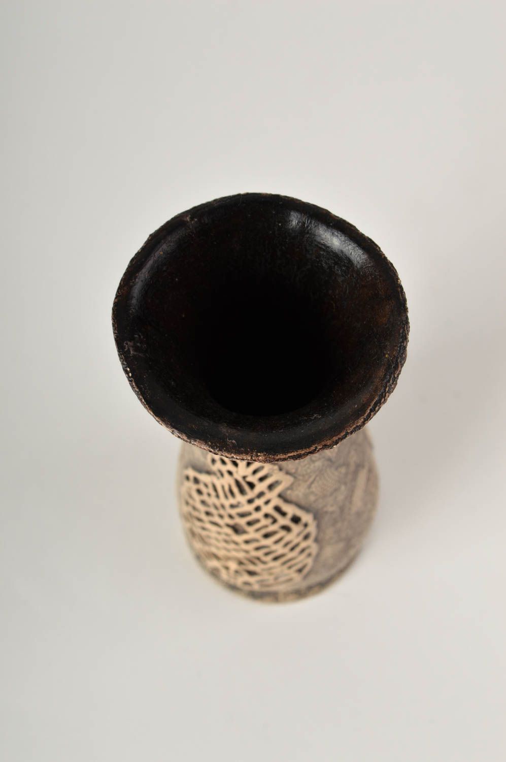 Handmade 6 inches ceramic decorative tube shape vase 0,45 lb photo 5