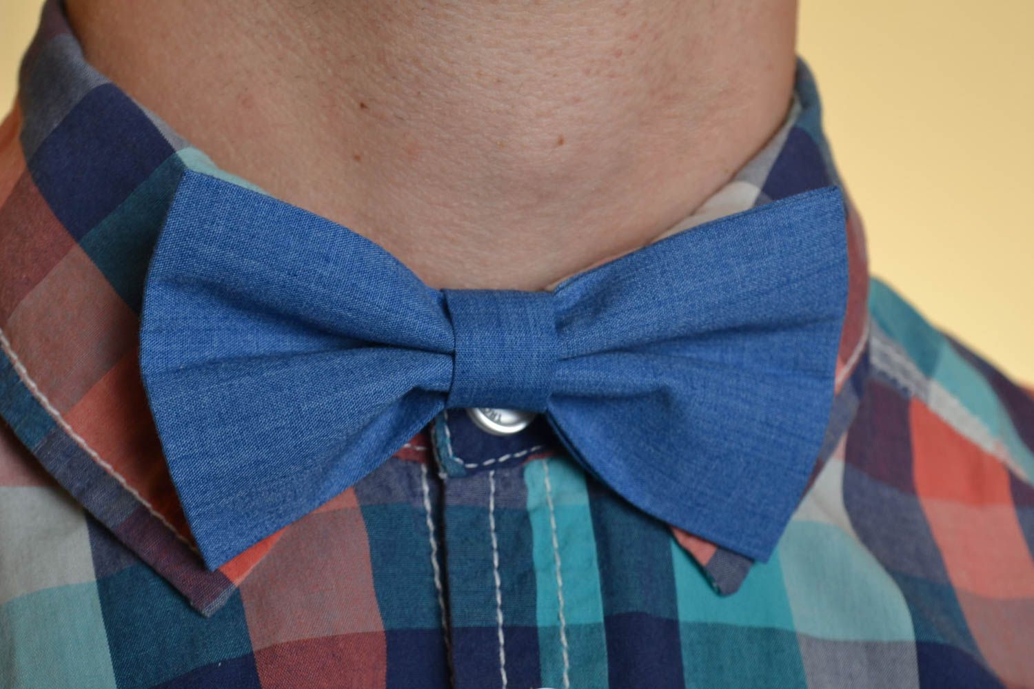Beautiful handmade designer fabric bow tie with adjustable strap photo 1