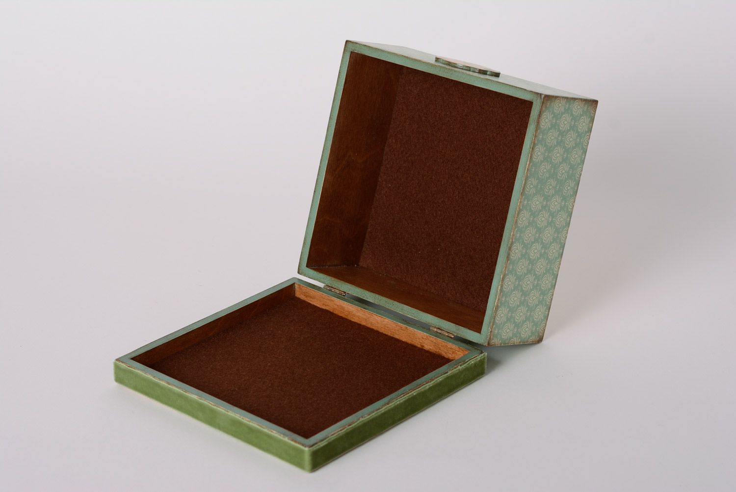 Caja decorada de contrachapado joyero hecha a mano original decoupage vintage foto 3