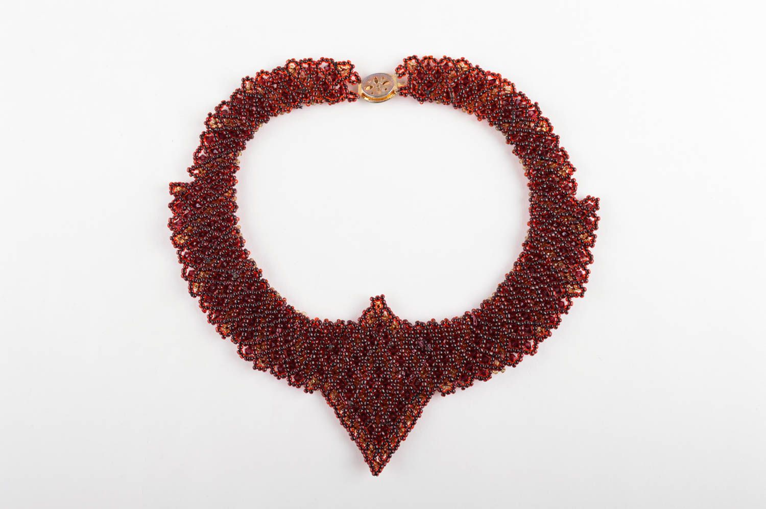 Колье из бисера украшение ручной работы красное вечернее ожерелье из бисера фото 4