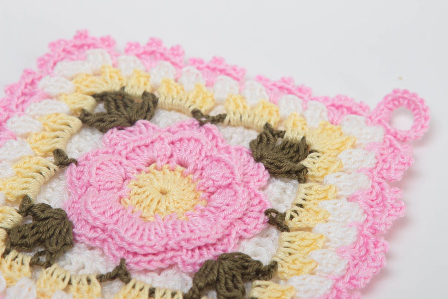 Stylish handmade pot holder unusual crochet potholder kitchen design gift ideas  photo 3