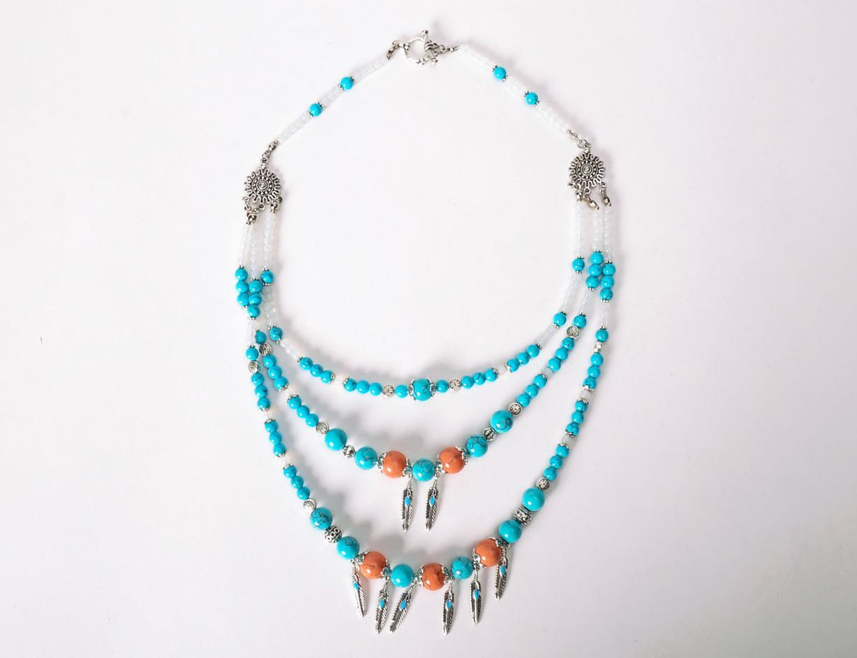 Necklace with turquoise and moon stone photo 3