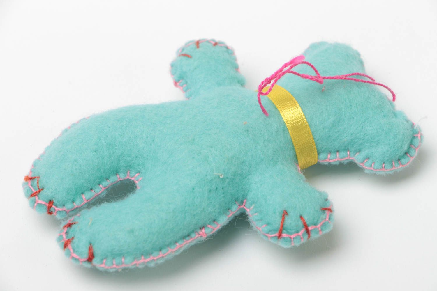 Мягкая игрушка медведь из ткани ручной работы оригинальный голубой красивый фото 4