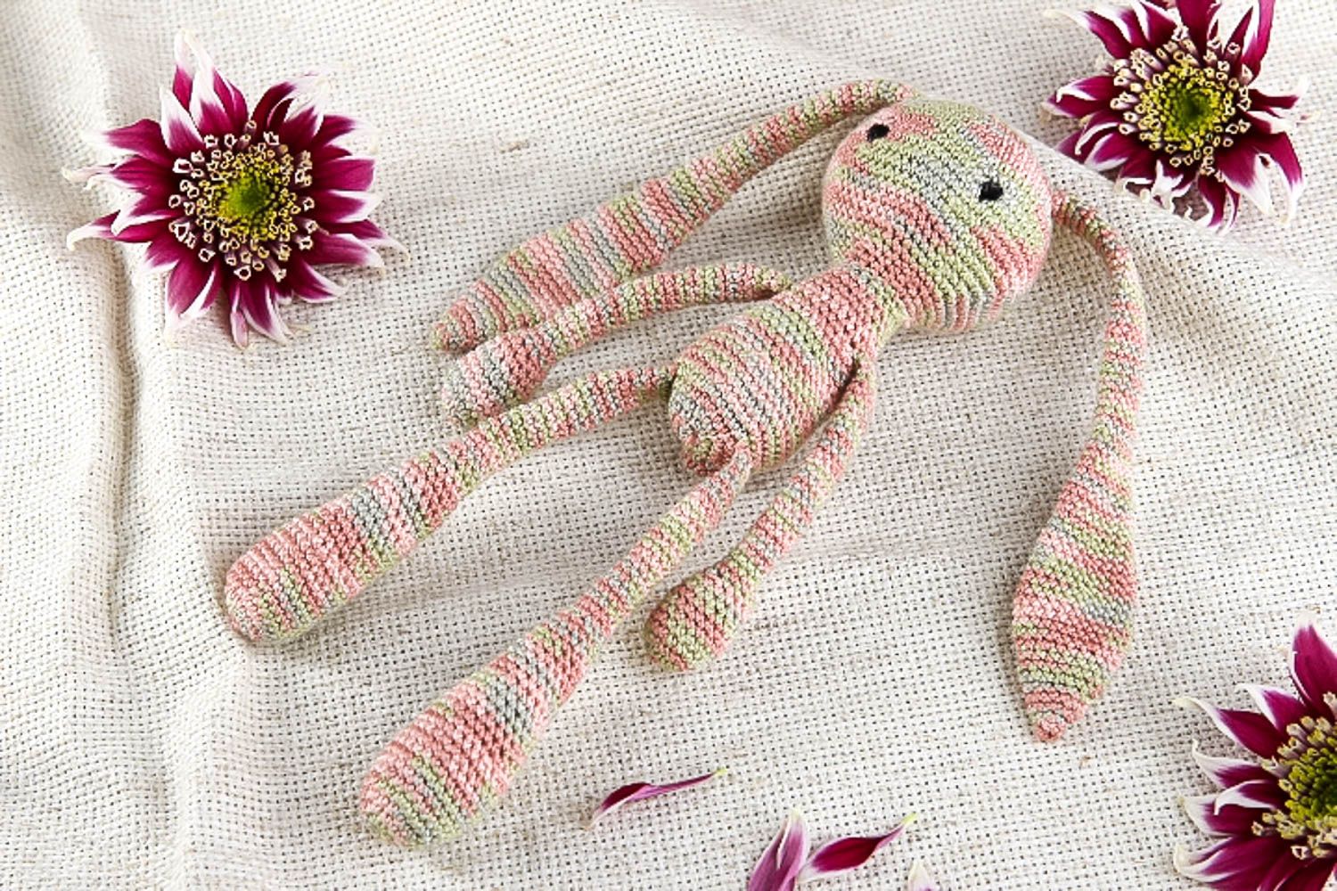 Handmade rosa Kuscheltier Hase Stoff Spielzeug Geschenk für Mädchen klein foto 1