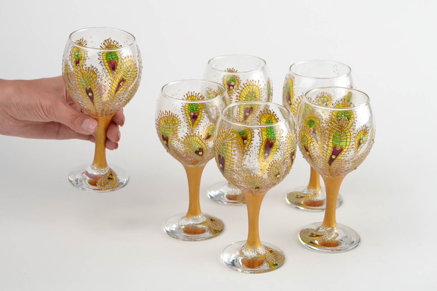 Beautiful handmade wine glass stemware ideas glass ware table decor 6 pieces photo 2