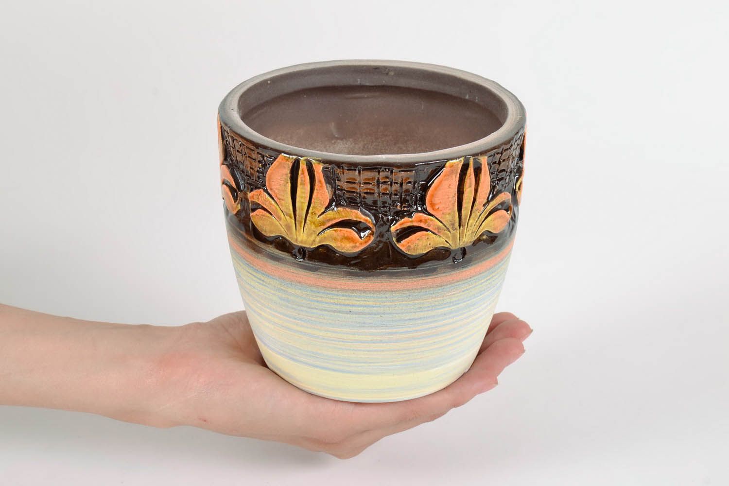 Vaso in ceramica per piante fatto a mano vaso per fiori con sottovaso  foto 5