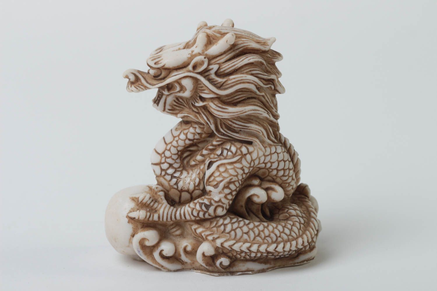 Фигурка из мраморной крошки дракон небольшой в восточной стиле ручная работа фото 2