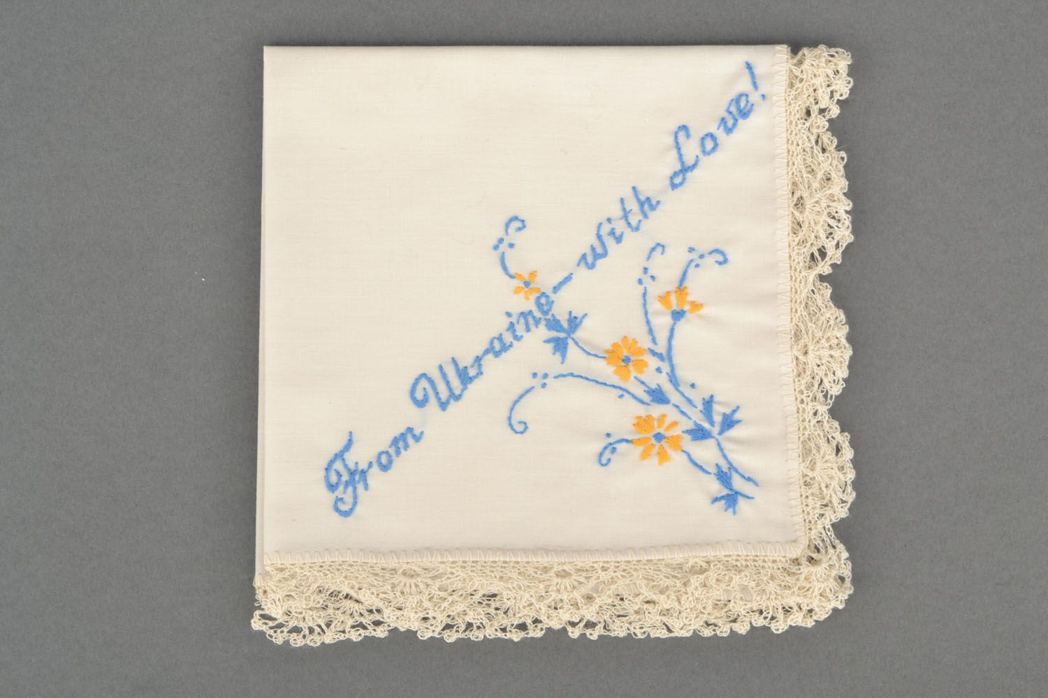 Handkerchief with embroidery From Ukraine with love photo 1