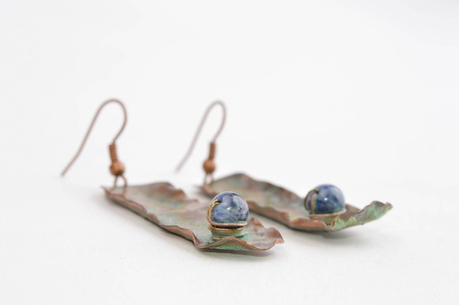 Handmade jewelry unusual gift designer accessories copper earrings gift ideas photo 3