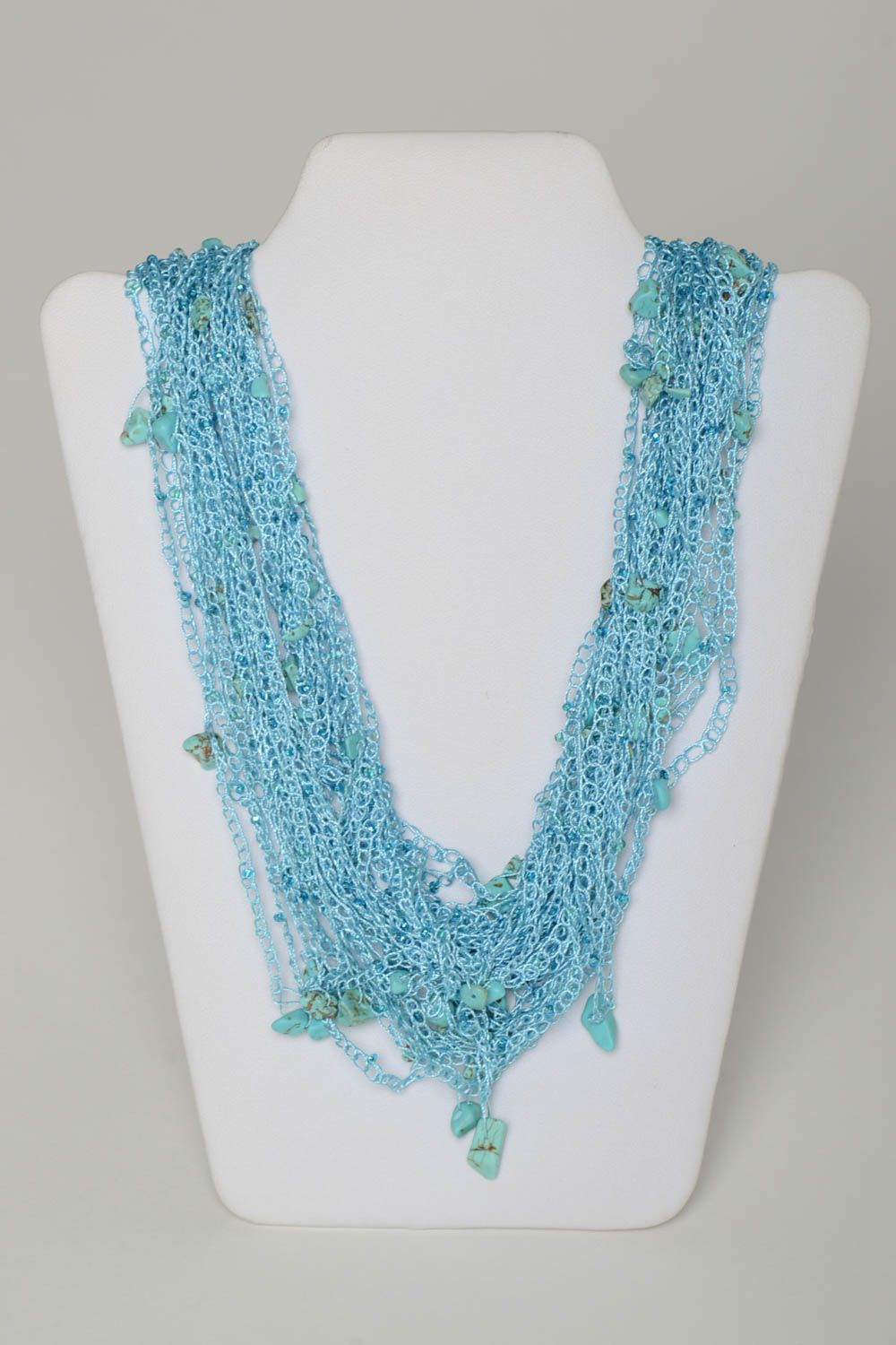 Beautiful handmade crochet necklace beaded necklace design artisan jewelry photo 2