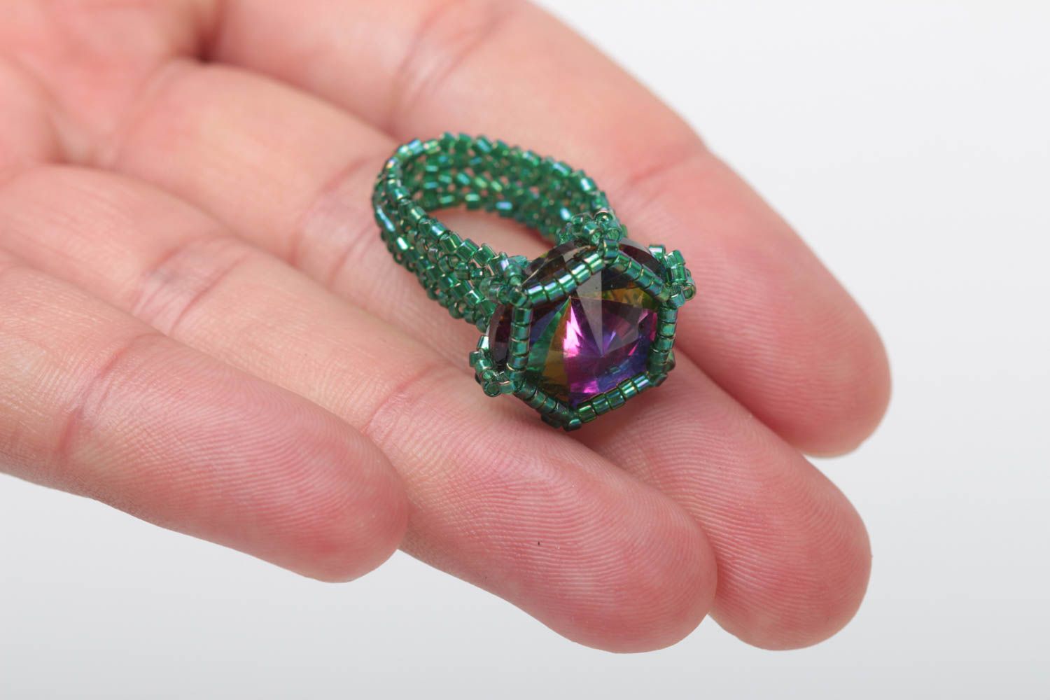 Künstlerischer Ring aus Glasperlen handmade für Kinder und Erwachsene schön toll foto 5