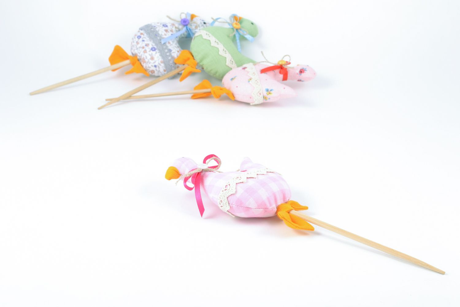 Handmade cotton toy on stick for soil loosening photo 1