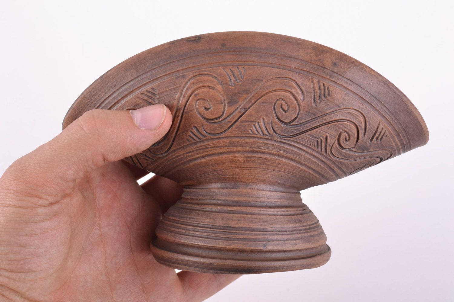 Handmade decorative convenient brown ceramic napkin holder for kitchen photo 2