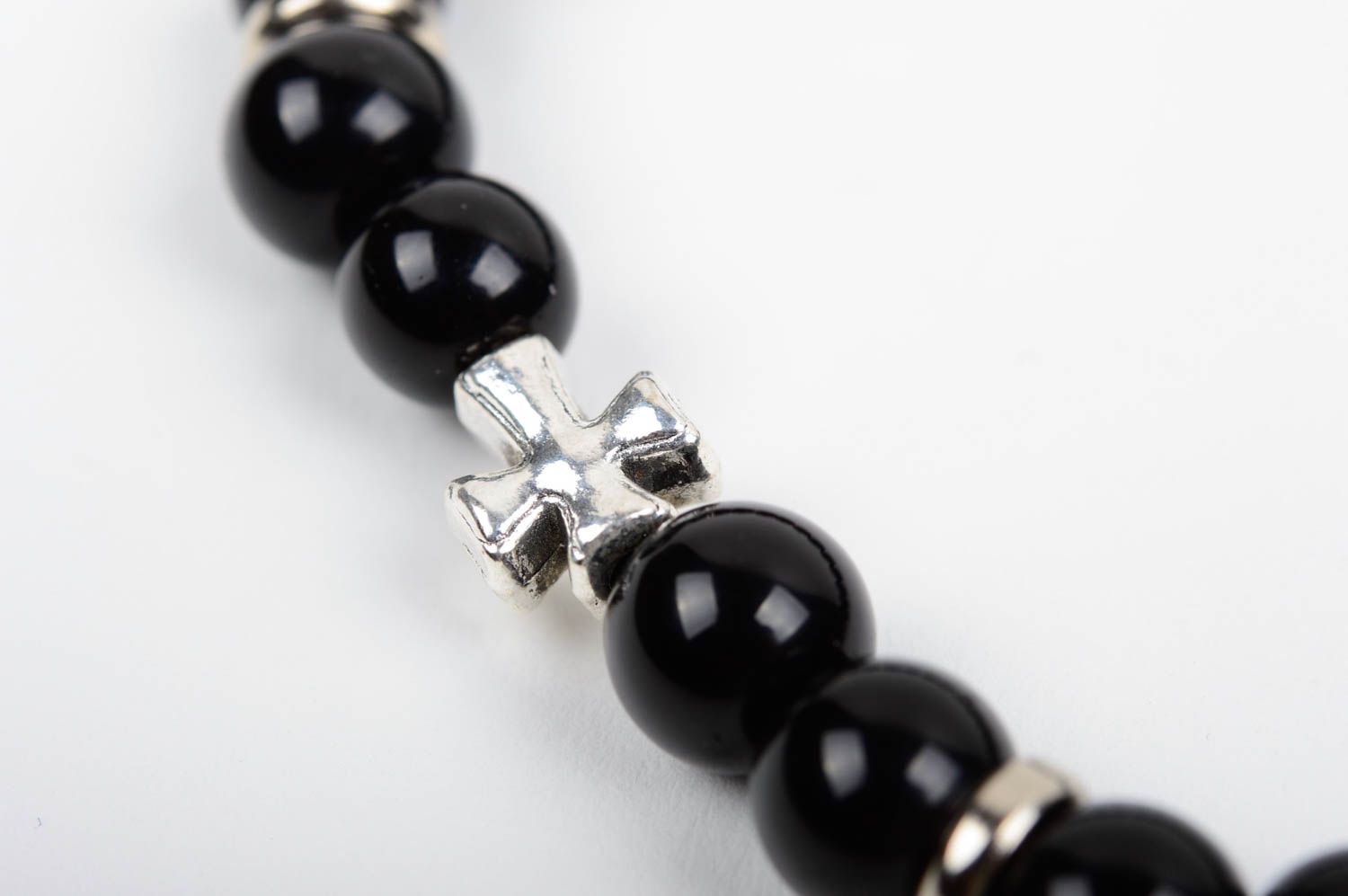 Unusual female bracelet cute handmade wrist accessory black beaded jewelry photo 4