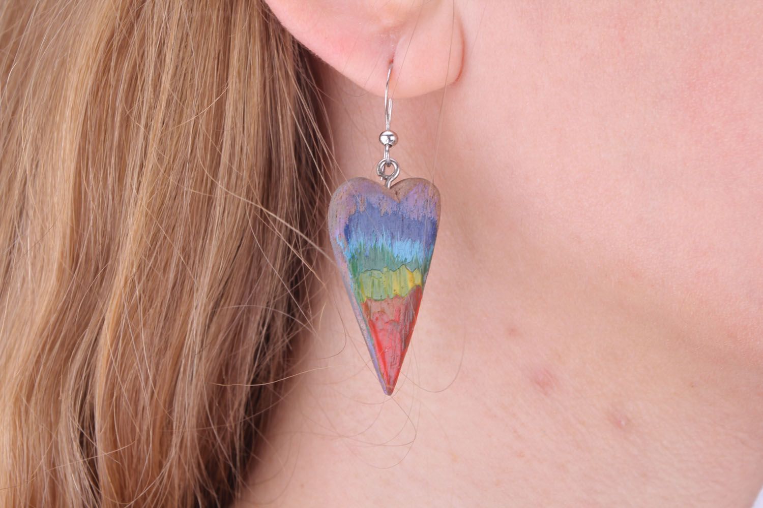Wood earrings Hearts photo 1
