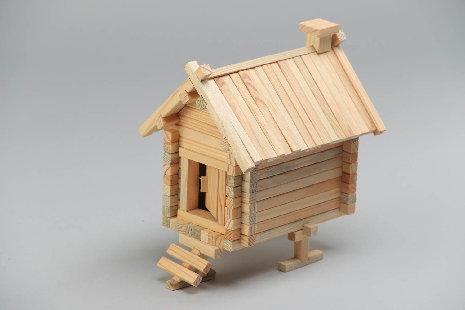 Jeu de construction de maison en bois 102 pièces fait main jouet d'éveil photo 3
