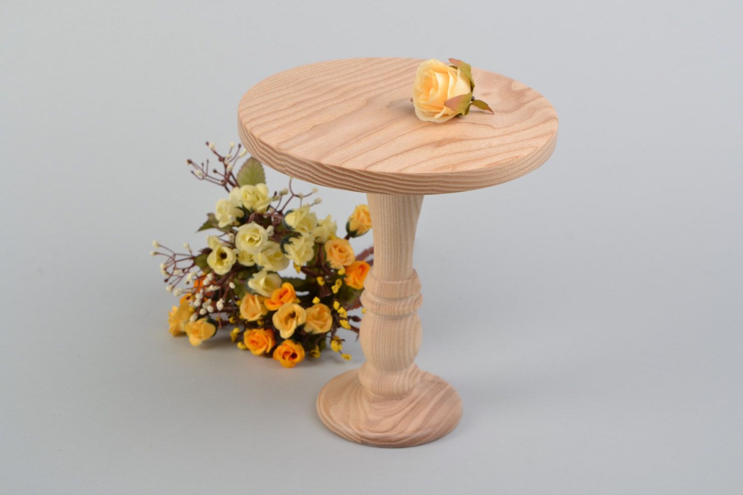 Homemade round wooden wedding cake holder on long leg wedding accessory photo 1