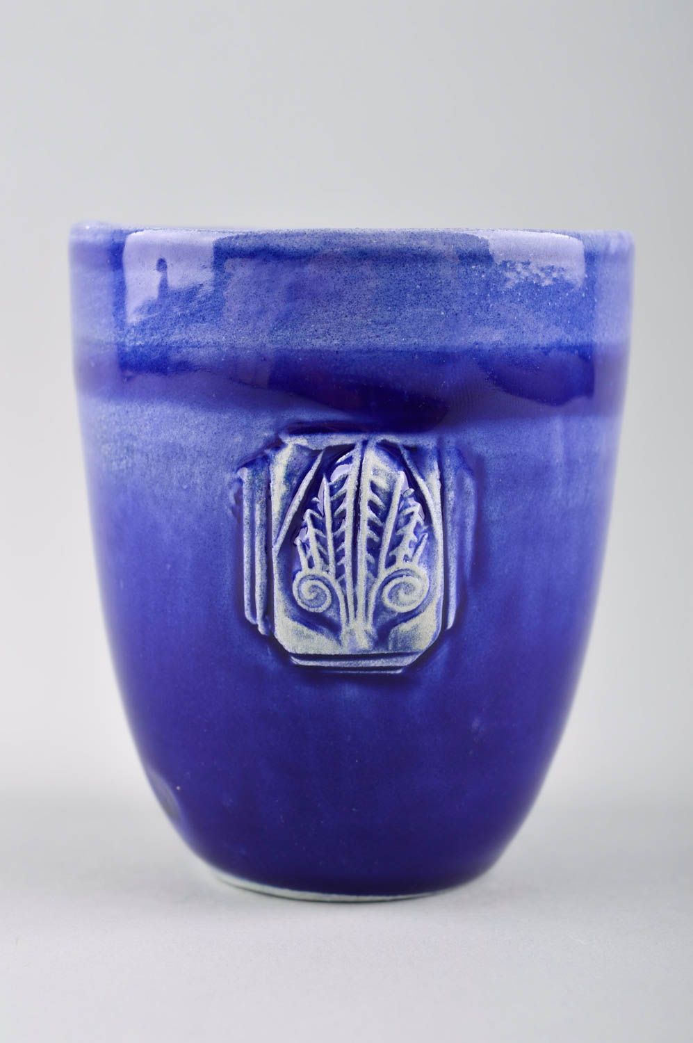 Чайная чашка хэнд мейд посуда для кухни синяя красивая глиняная чашка 250 мл фото 2