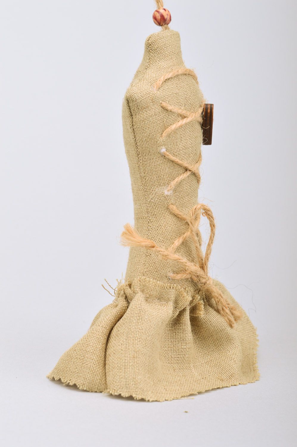 Cute handmade fragrant sachet pillow in the shape of dress sewn of linen photo 5