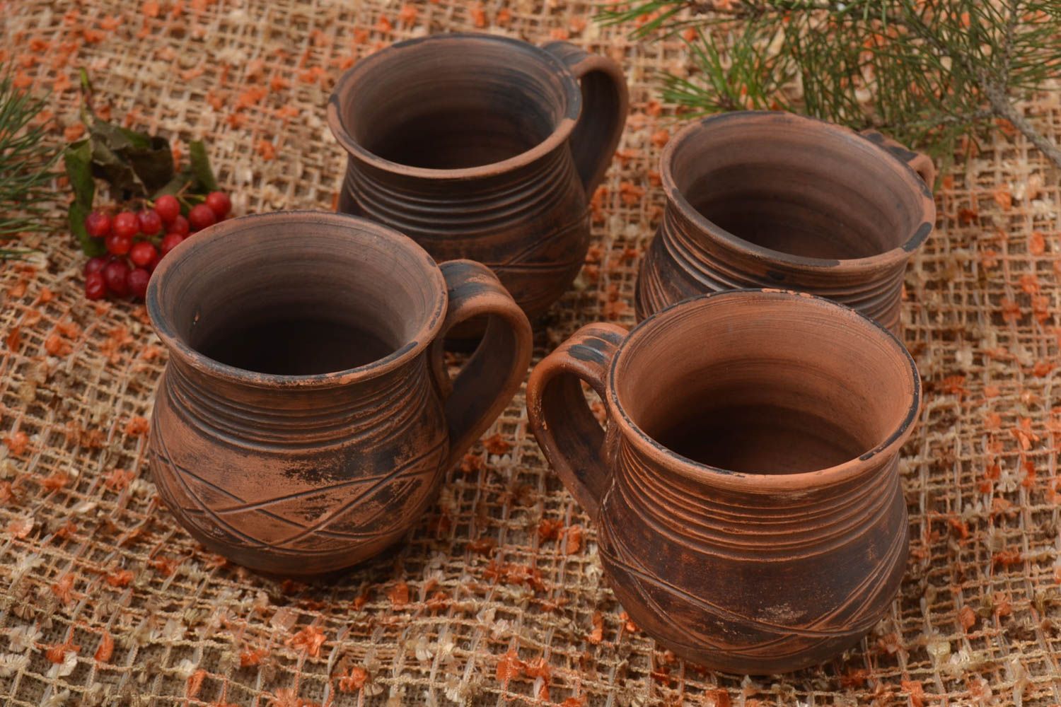 Handmade Ton Tassen Keramik Geschirr Küchen Zubehör originelle Geschenke 4 Stück foto 1