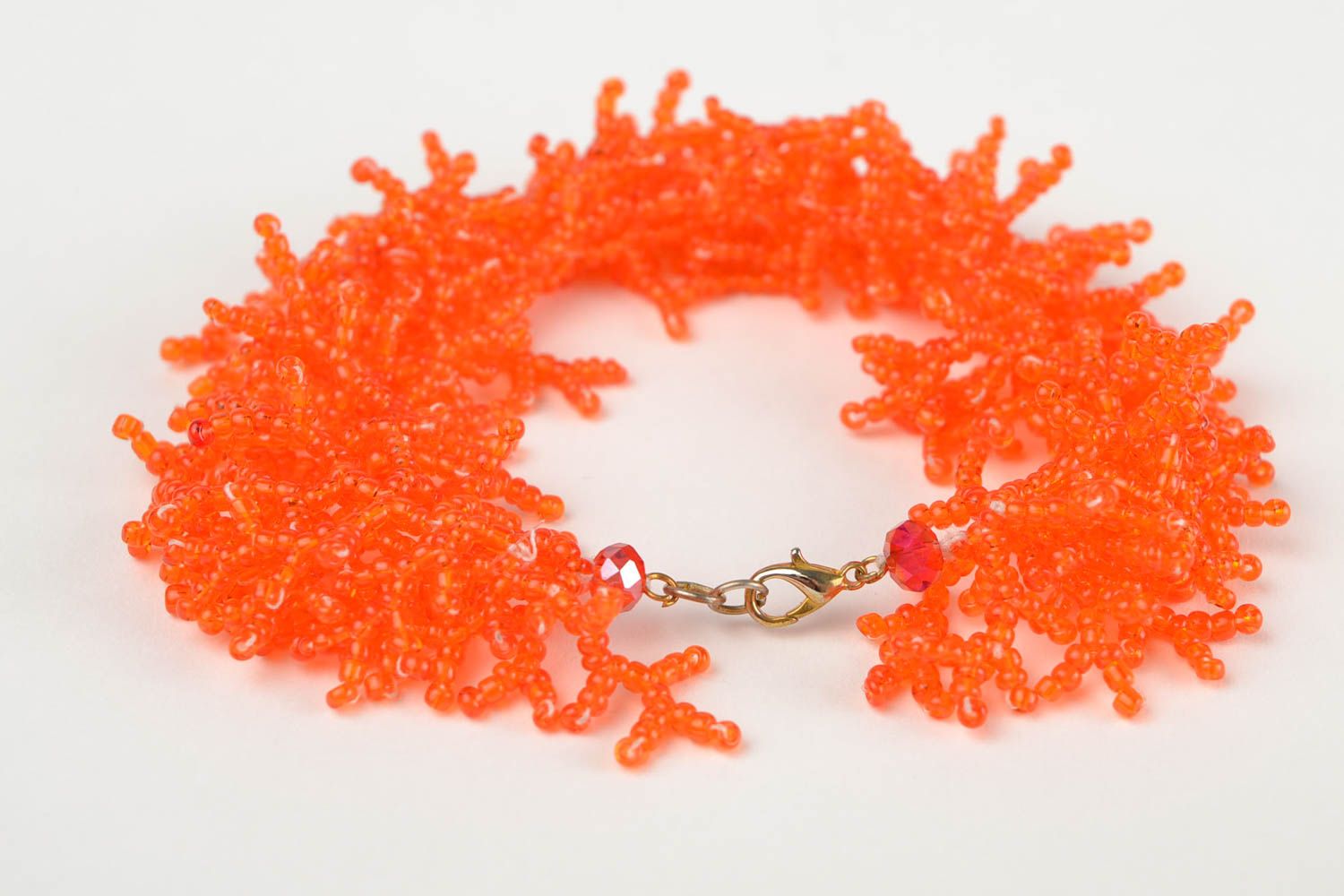 Bracelet tissé perles de rocaille Bijou fait main orange Cadeau femme original photo 5