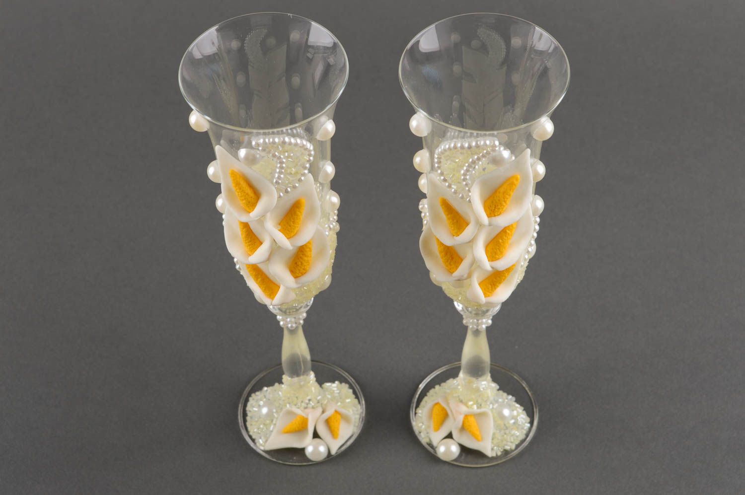 Verres à champagne faits main Vaisselle en verre Cadeau mariage délicats 2 pcs photo 5