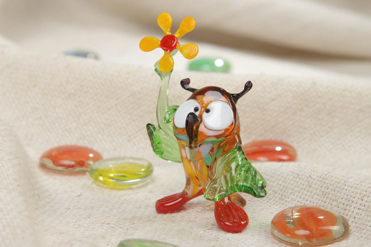 Petite figurine en verre au chalumeau Hibou décoration faite main cadeau photo 5
