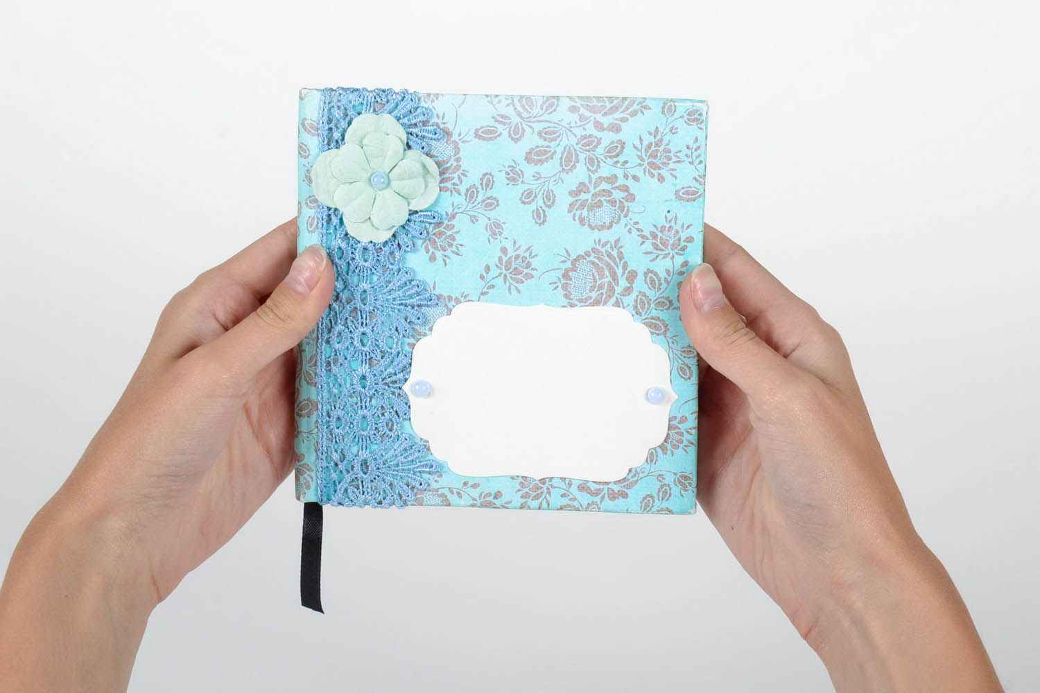 Carnet de note original bleu motif floral photo 5