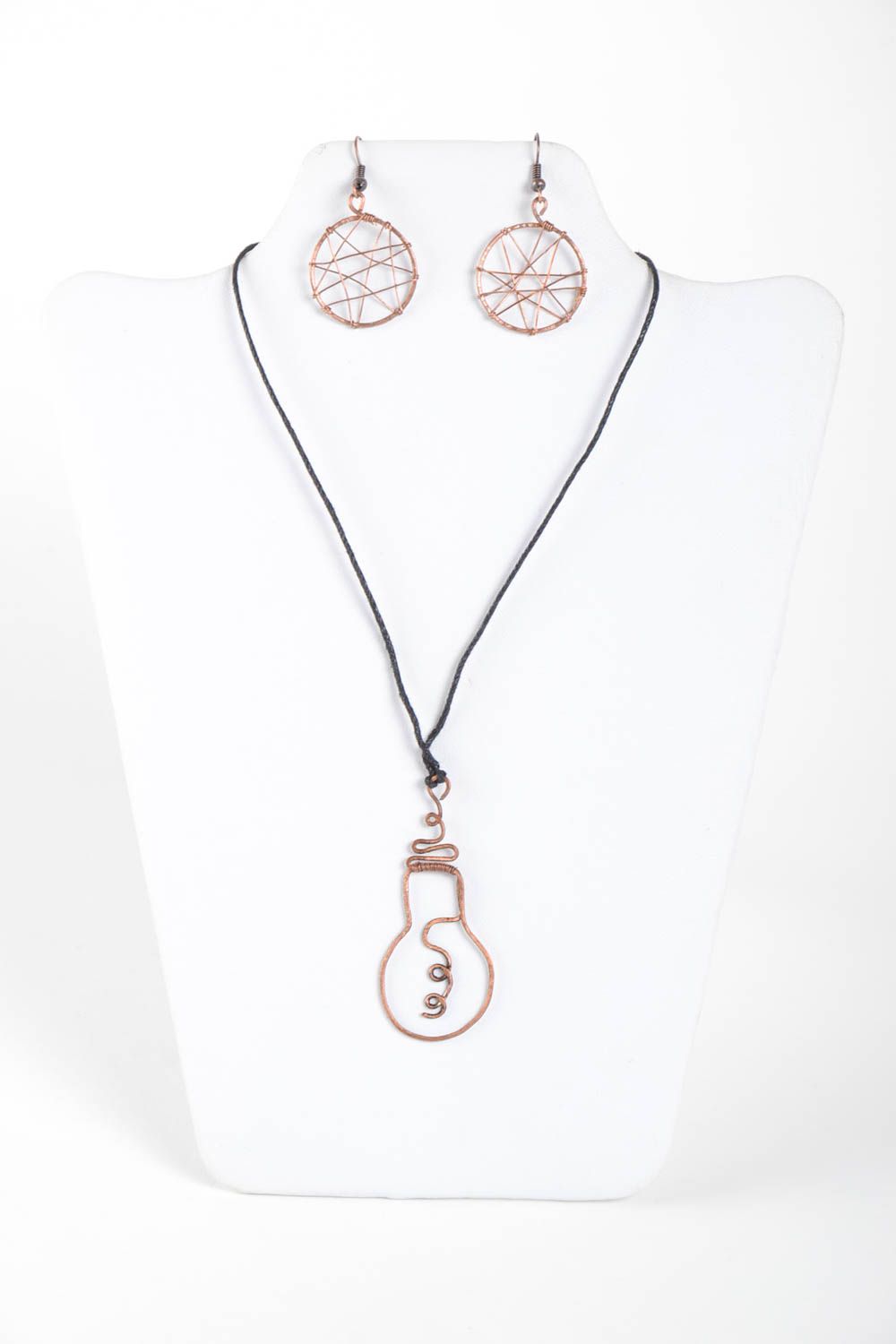 Handmade copper jewelry wire wrap pendant copper earrings copper jewelry photo 2
