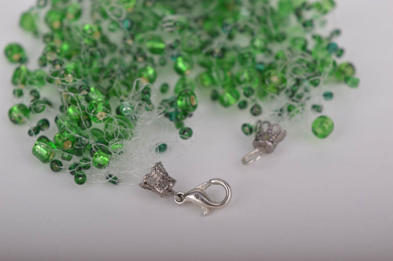 Bracelet perles de rocaille Accessoire fait main vert original Cadeau femme photo 4