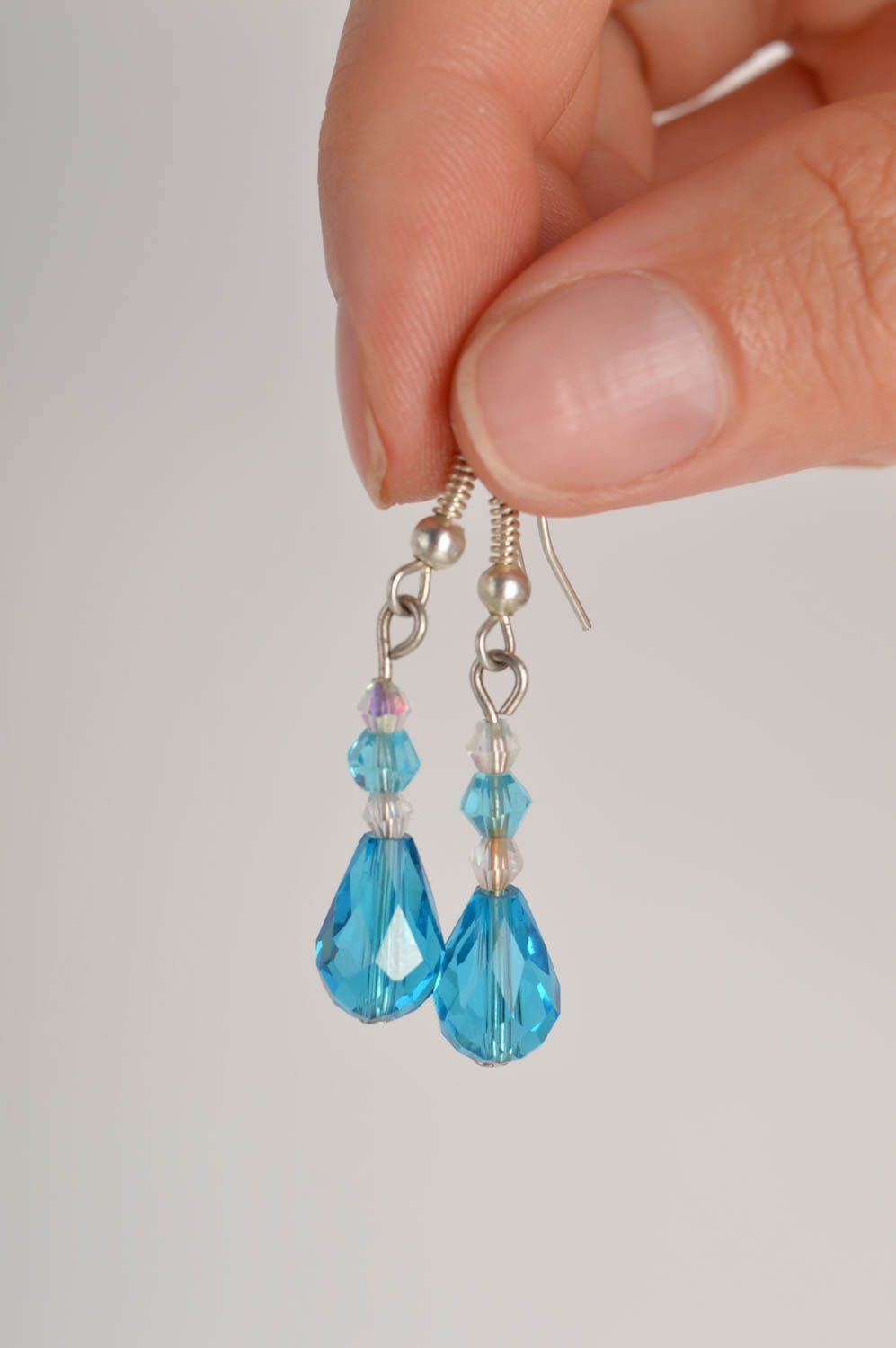 Damen Ohrringe handgefertigt Accessoires für Frauen Designer Schmuck blau foto 5