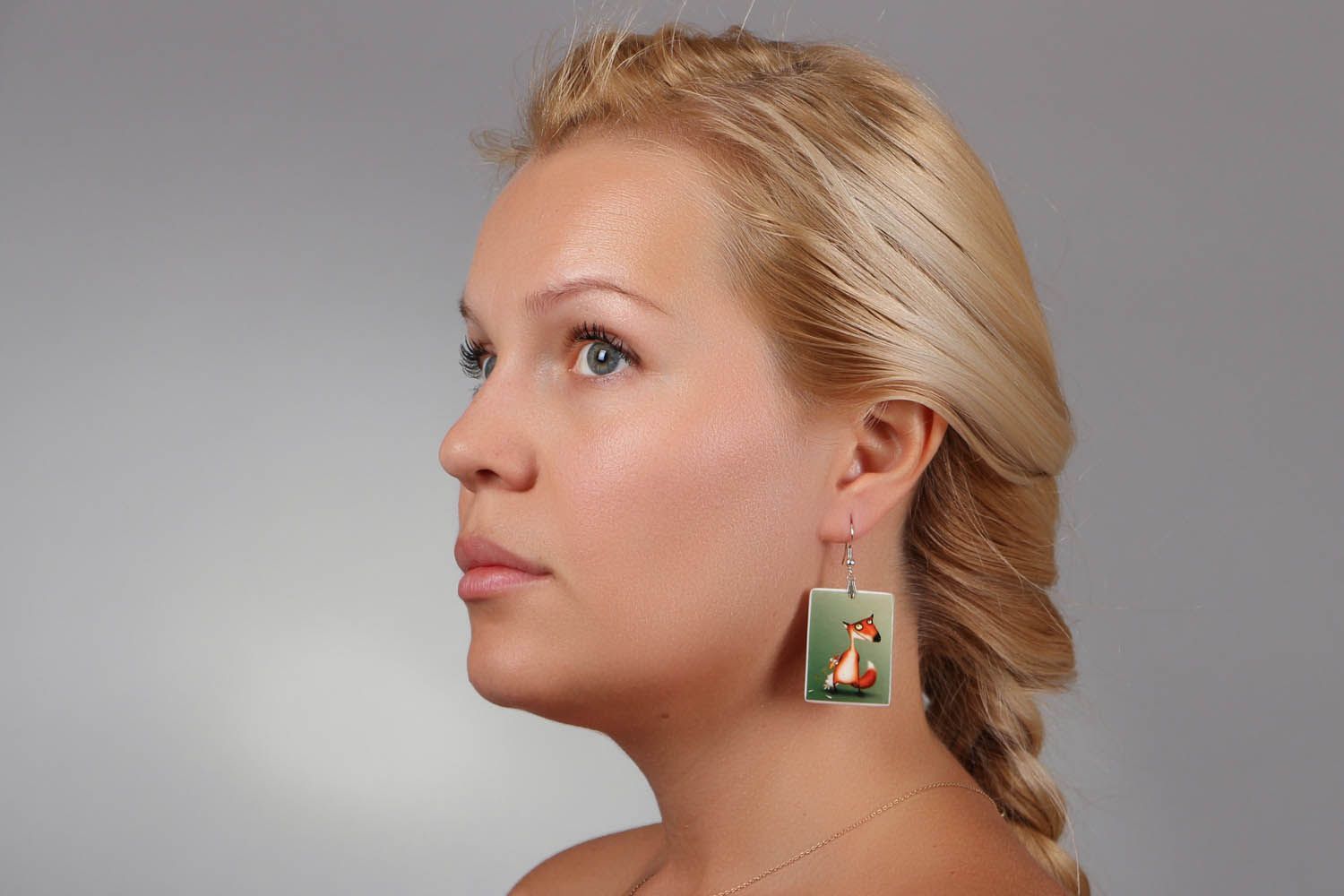 Rectangular polymer clay earrings photo 4