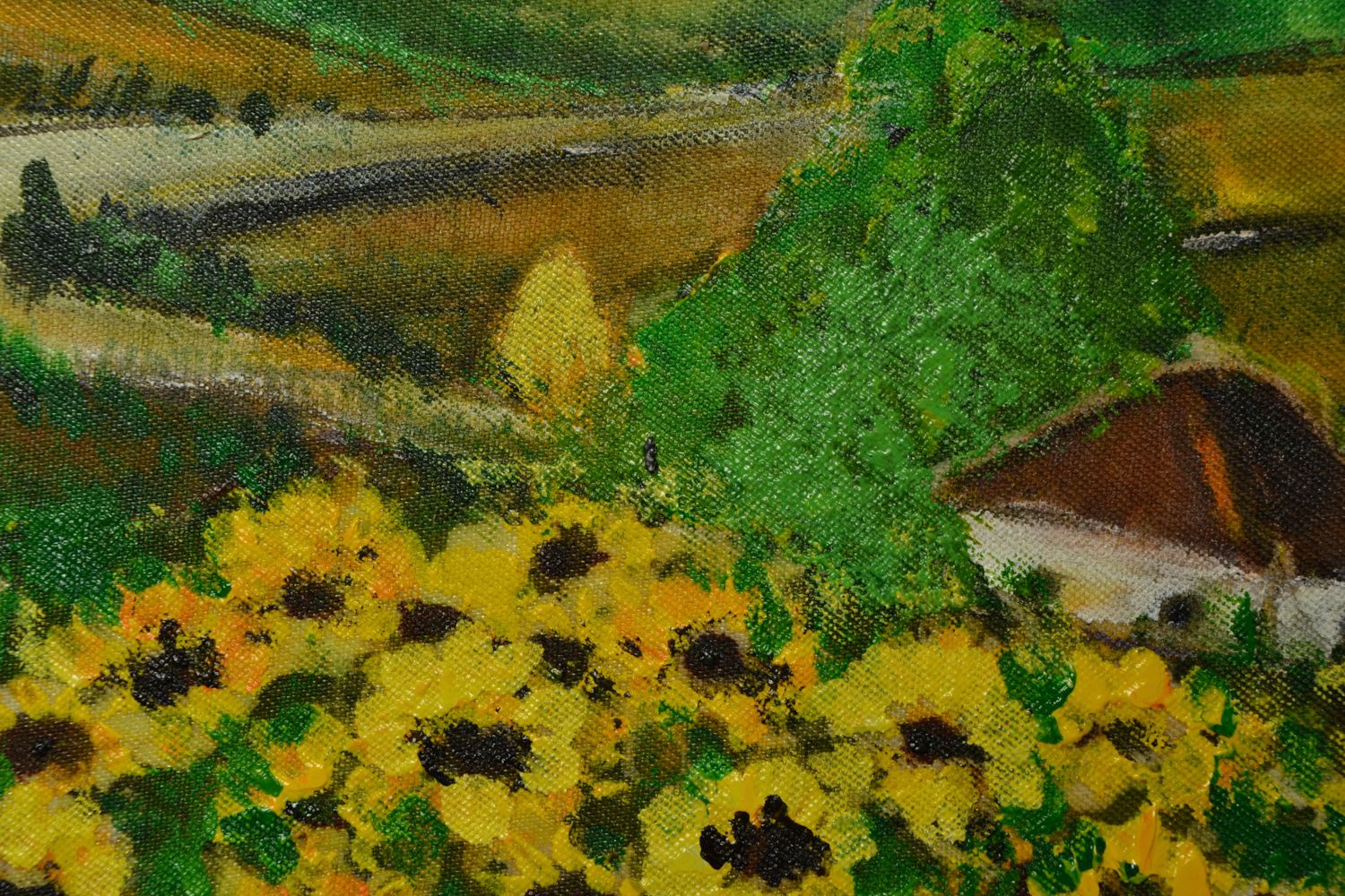 Acrylic painting on chiffon cloth Sunflowers Field photo 4