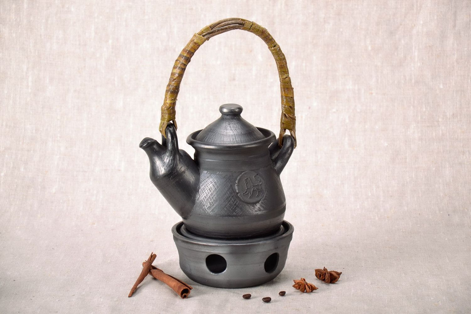 Keramik-Teekanne mit Stövchen foto 1