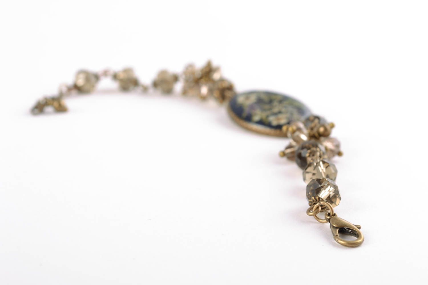 Women's bracelet with natural flowers in epoxy resin photo 4