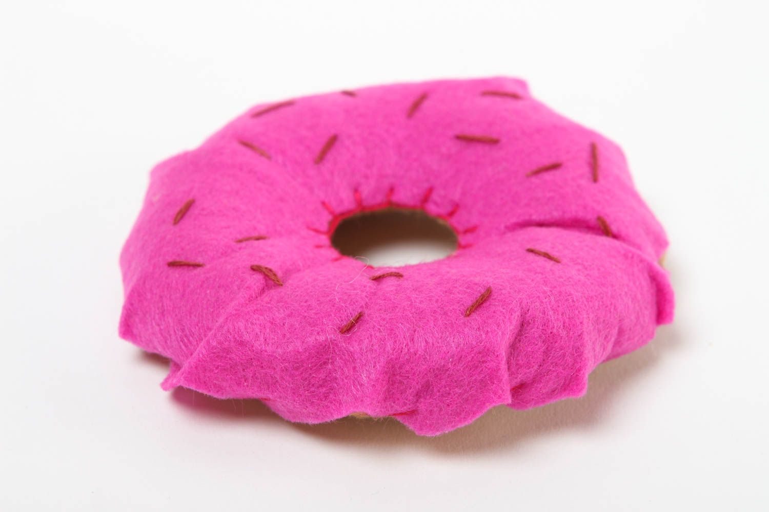 Peluche donut faite main Jouet feutrine rose original Cadeau pour enfant photo 2