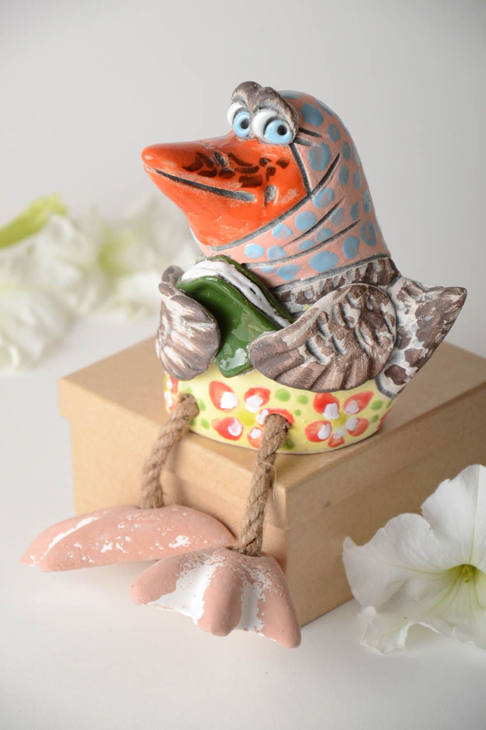 Tirelire oiseau céramique Tirelire fait main Cadeau pour enfant Corneille photo 1