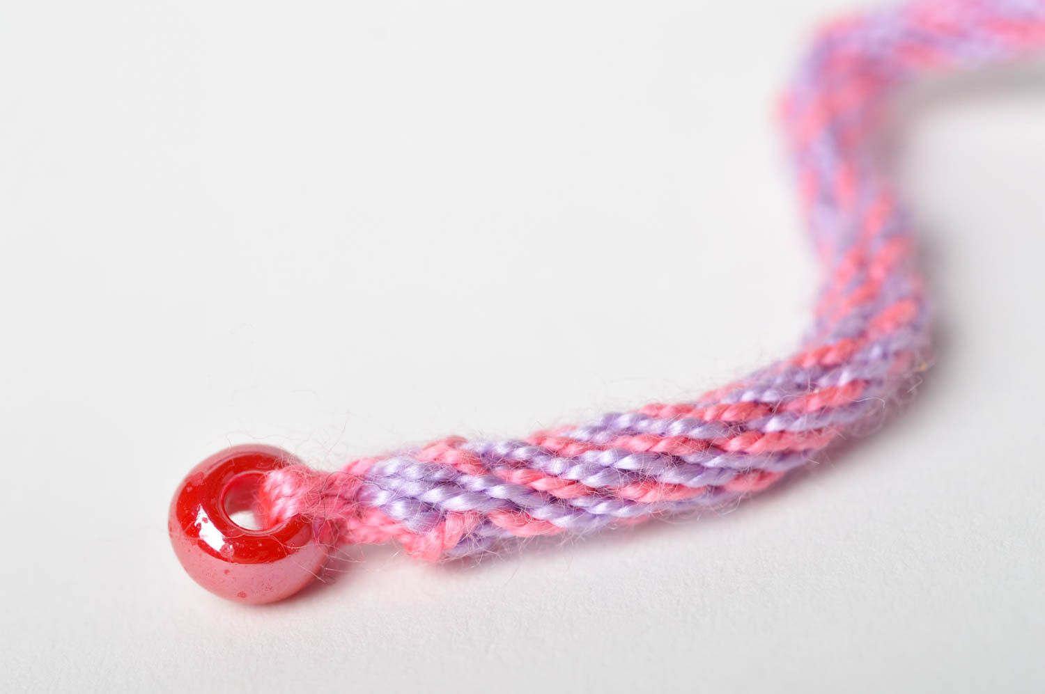 Браслет из ниток ручной работы плетеный браслет с бусиной модный браслет фото 4