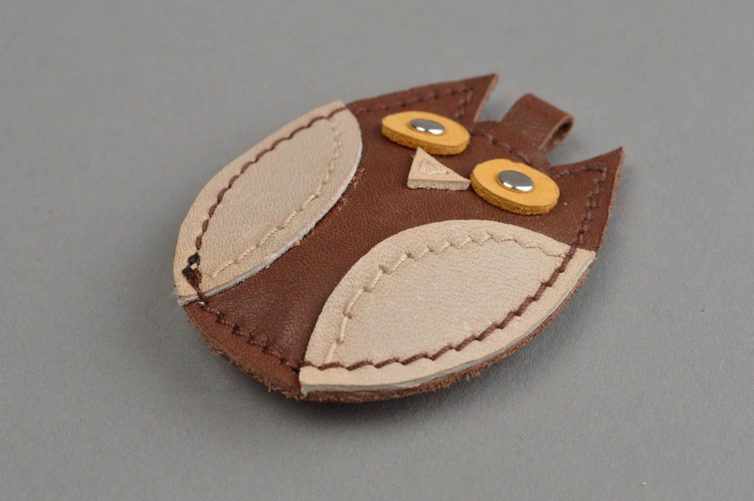 Handmade leather keyring unique keychain owl keychain gifts for kids photo 1