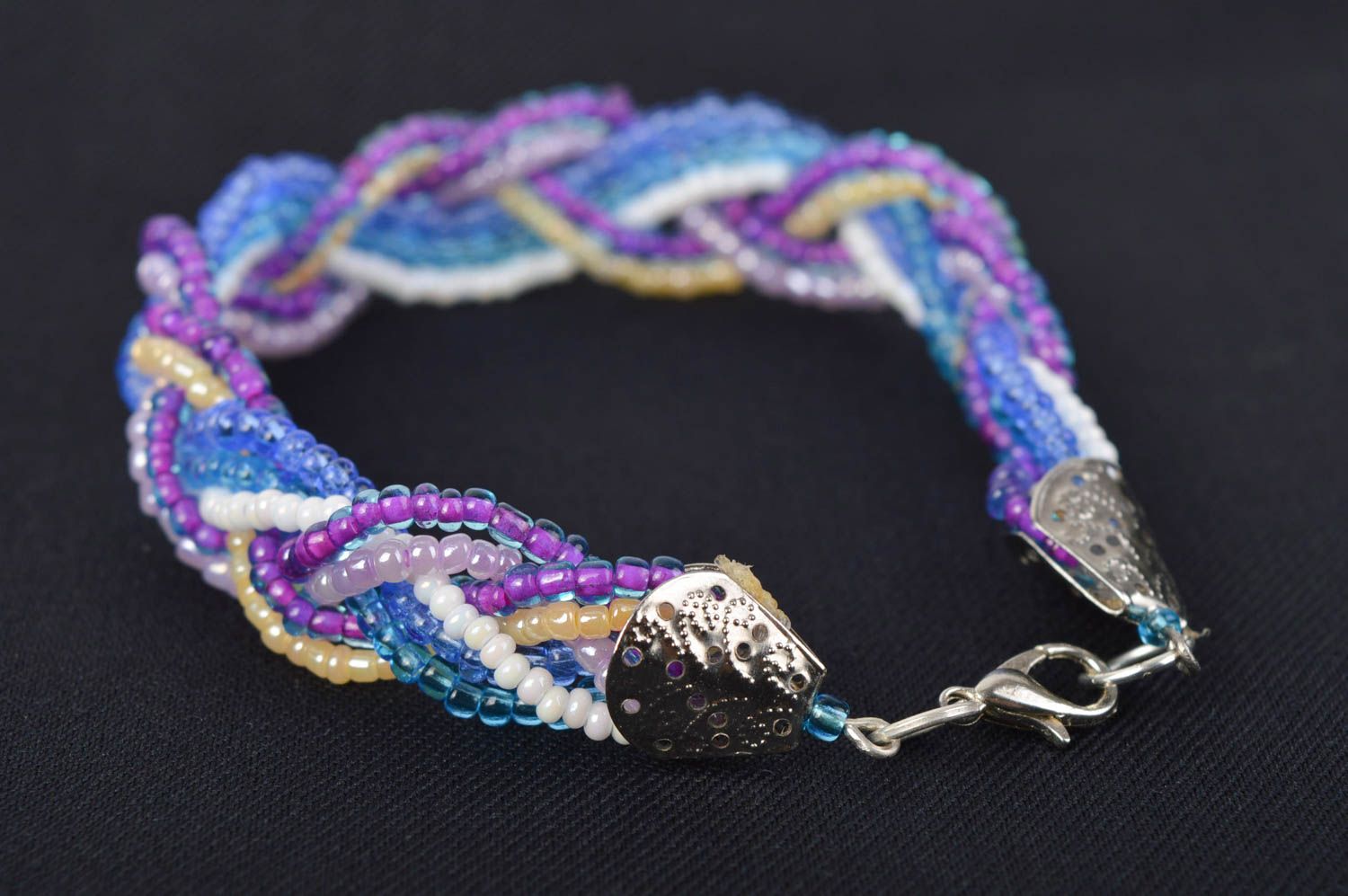 Bracelet perles rocaille Bijou fait main tressé multicolore Accessoire femme photo 1