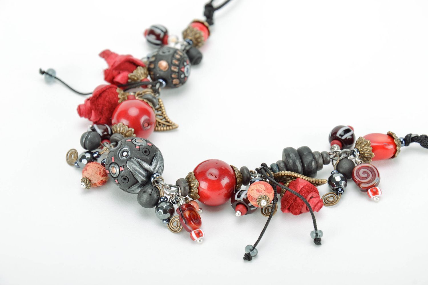 Ceramic beads with corals photo 1