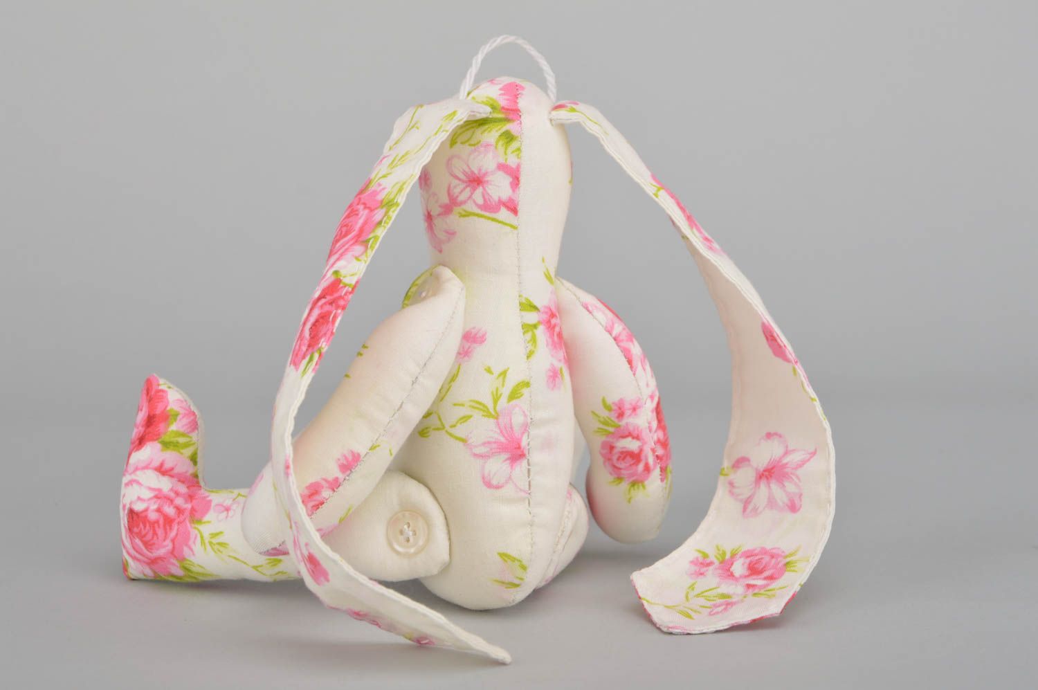 Jouet lapin en tissu à fleurs faite main décorative originale cadeau photo 5